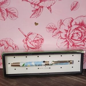 Kate Spade Blue and Gold Floral Pen